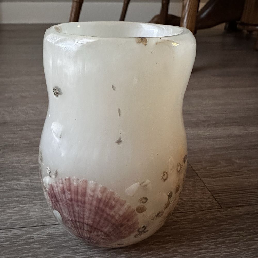 VTG Acrylic Resin Shells Candle Holder 4.75 Inch Vase Nautical Beach Ocean Decor